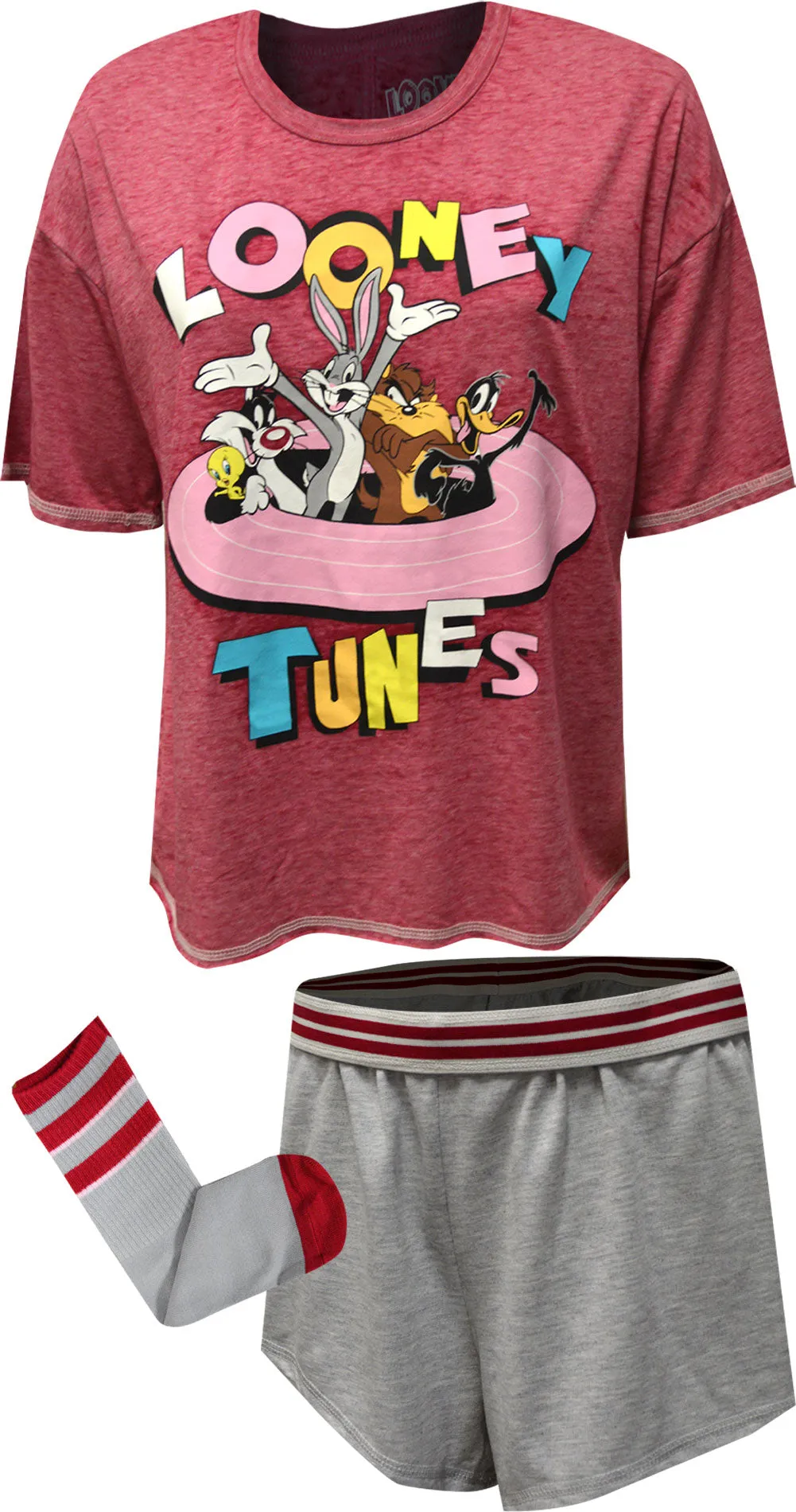 Looney Tunes Crew Shortie Women's Pajama with Socks