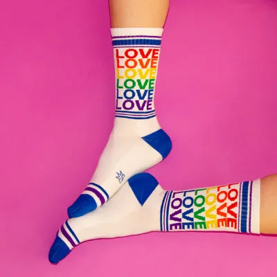 Love Rainbow Ribbed Gym Socks