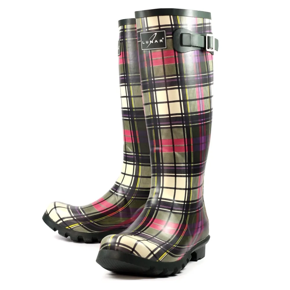 Lunar Womens Wellies - Green Tartan