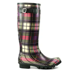 Lunar Womens Wellies - Green Tartan