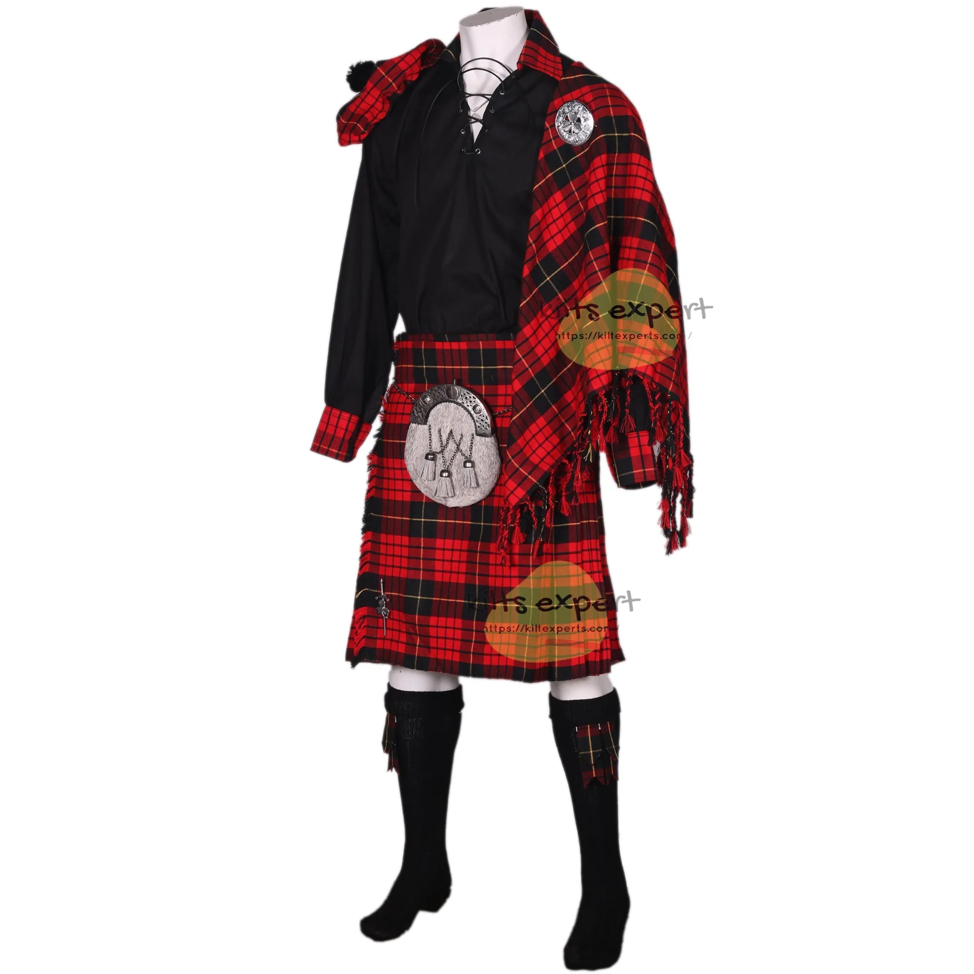 MacQueen Modern Kilt Outfit - Complete 9-Piece Traditional Scottish Kilt Set - Available in Different Colors