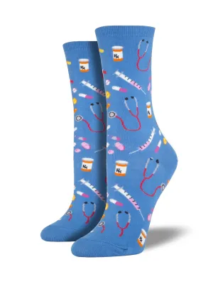 Meds (Cornflower Blue) Women's Crew Socks