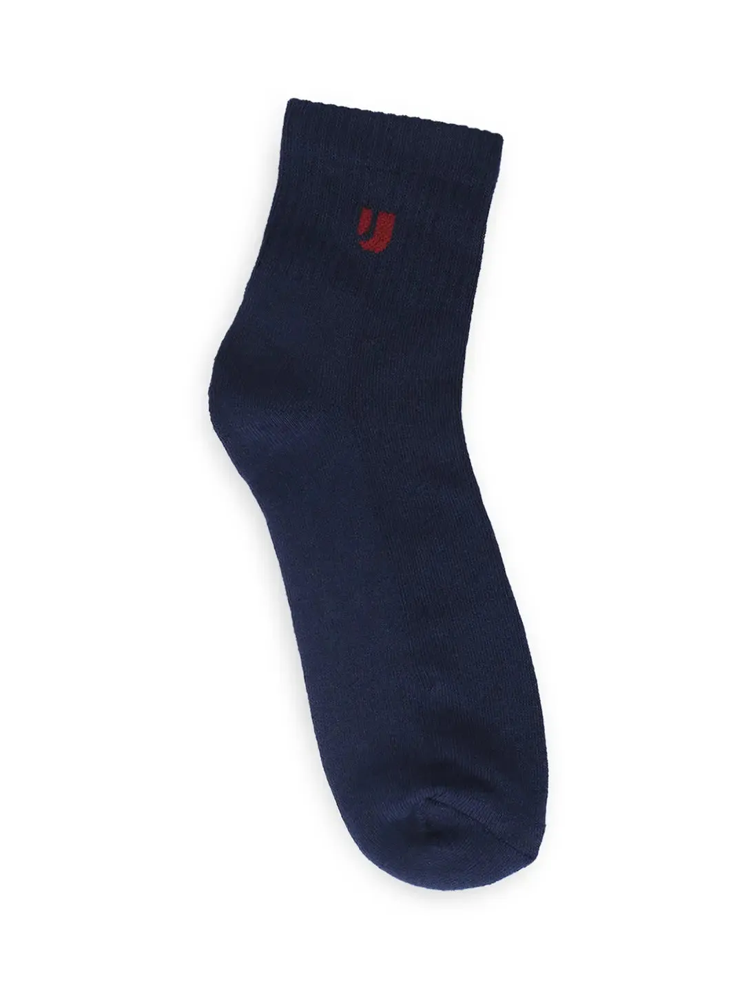 Men Navy & Maroon Cotton Blend Ankle Length Socks - Pack Of 2 - Underjeans By Spykar