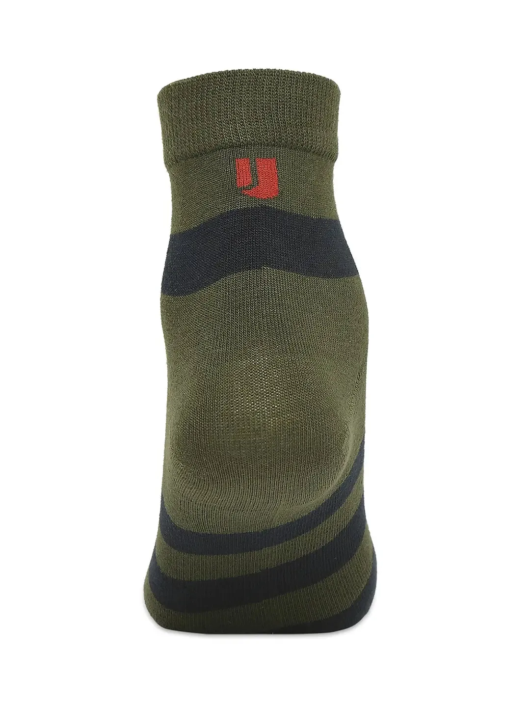 Men Premium Olive & Navy Melange Ankle Length Socks - Pack Of 2- Underjeans By Spykar