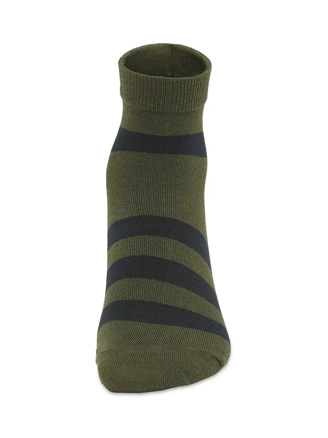 Men Premium Olive & Navy Melange Ankle Length Socks - Pack Of 2- Underjeans By Spykar