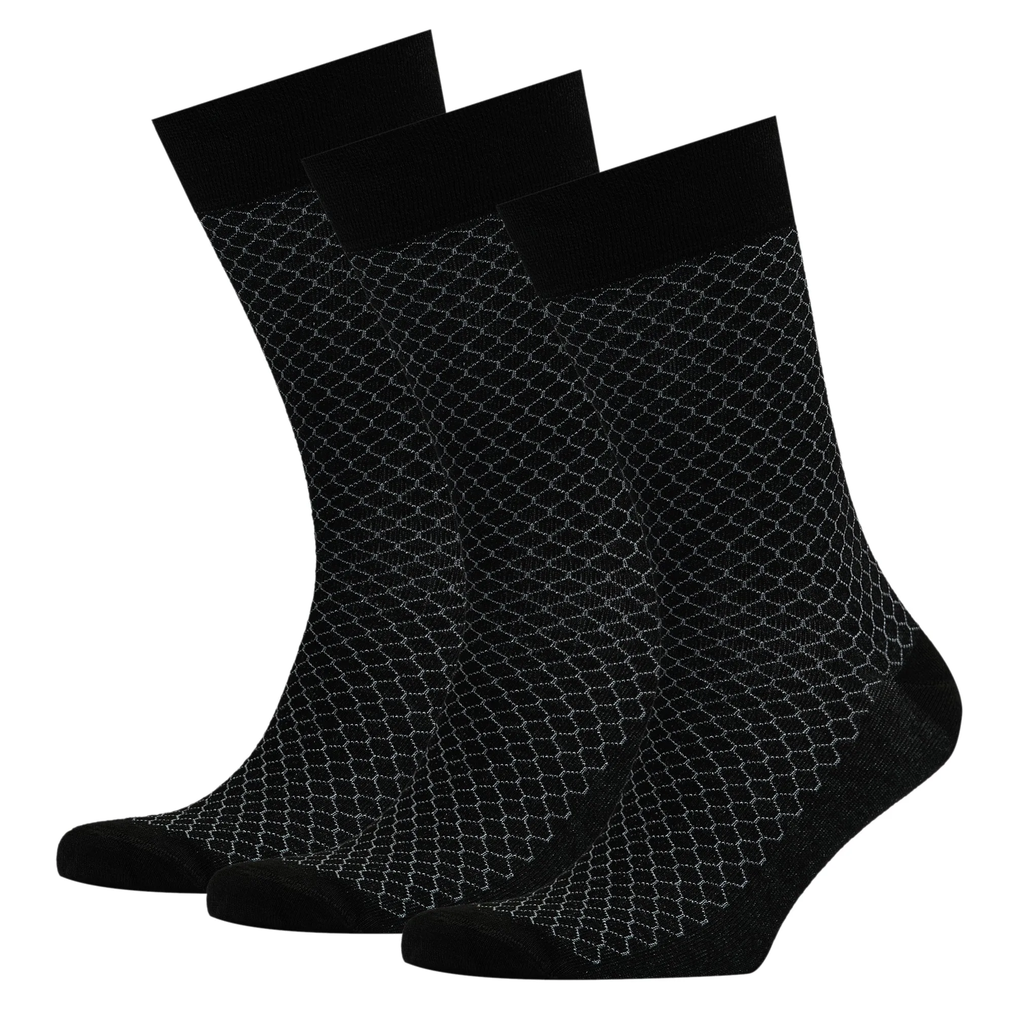 Men’s Bamboo Dress Socks – Honeycomb Design, Black, Pack of 1/3/5 Pairs