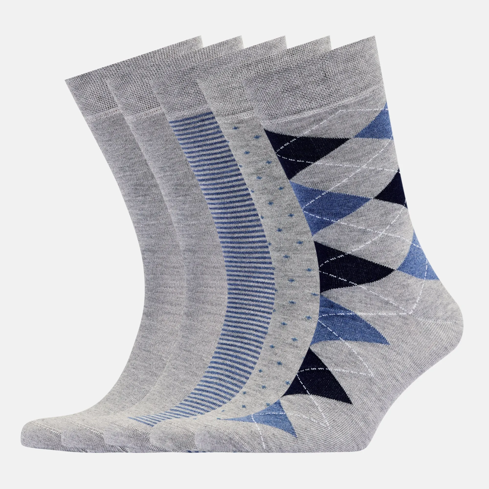 Men's Bamboo Dress Socks • Pattern Pack of 5 Pairs • Pacific Grey