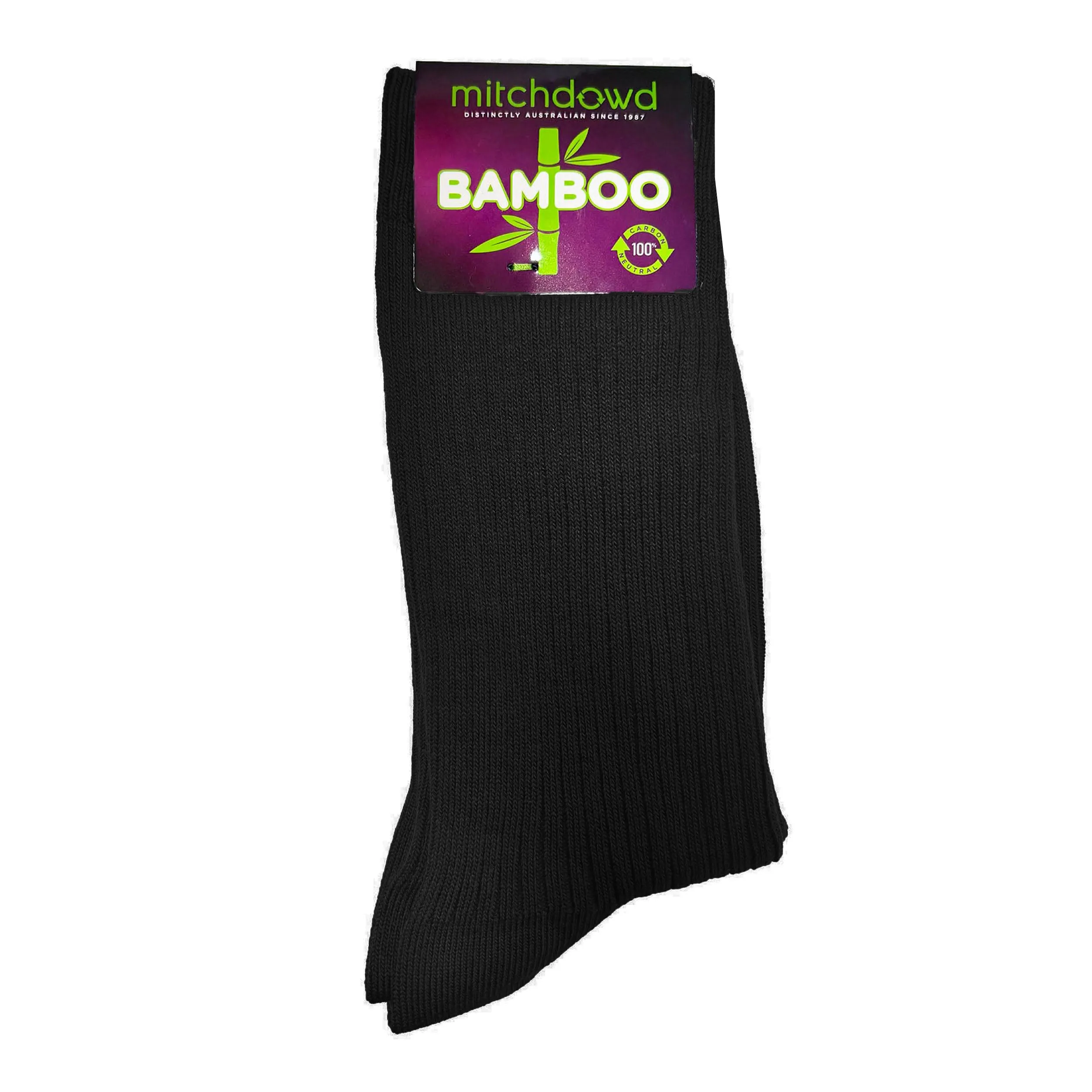 Men's Bamboo Rib Crew Socks - Black