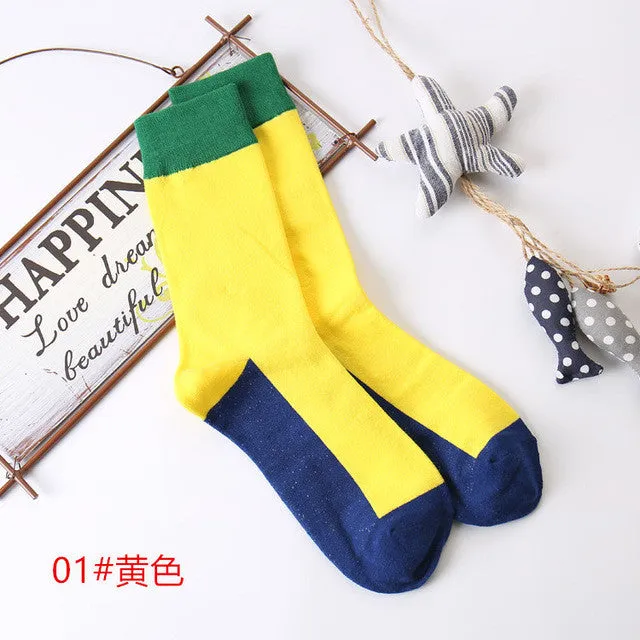 Men's Crew Length Cotton Happy Socks, British Style Argyle Pattern Designs