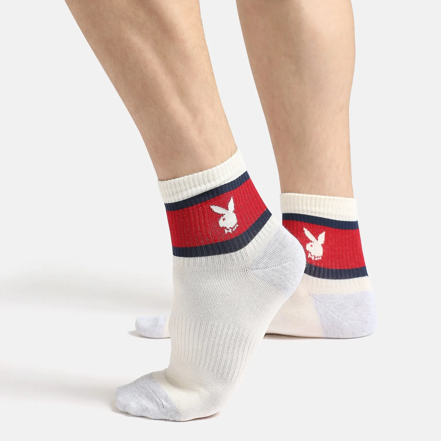 Men’s Playboy Themed Ribbed High Ankle Socks