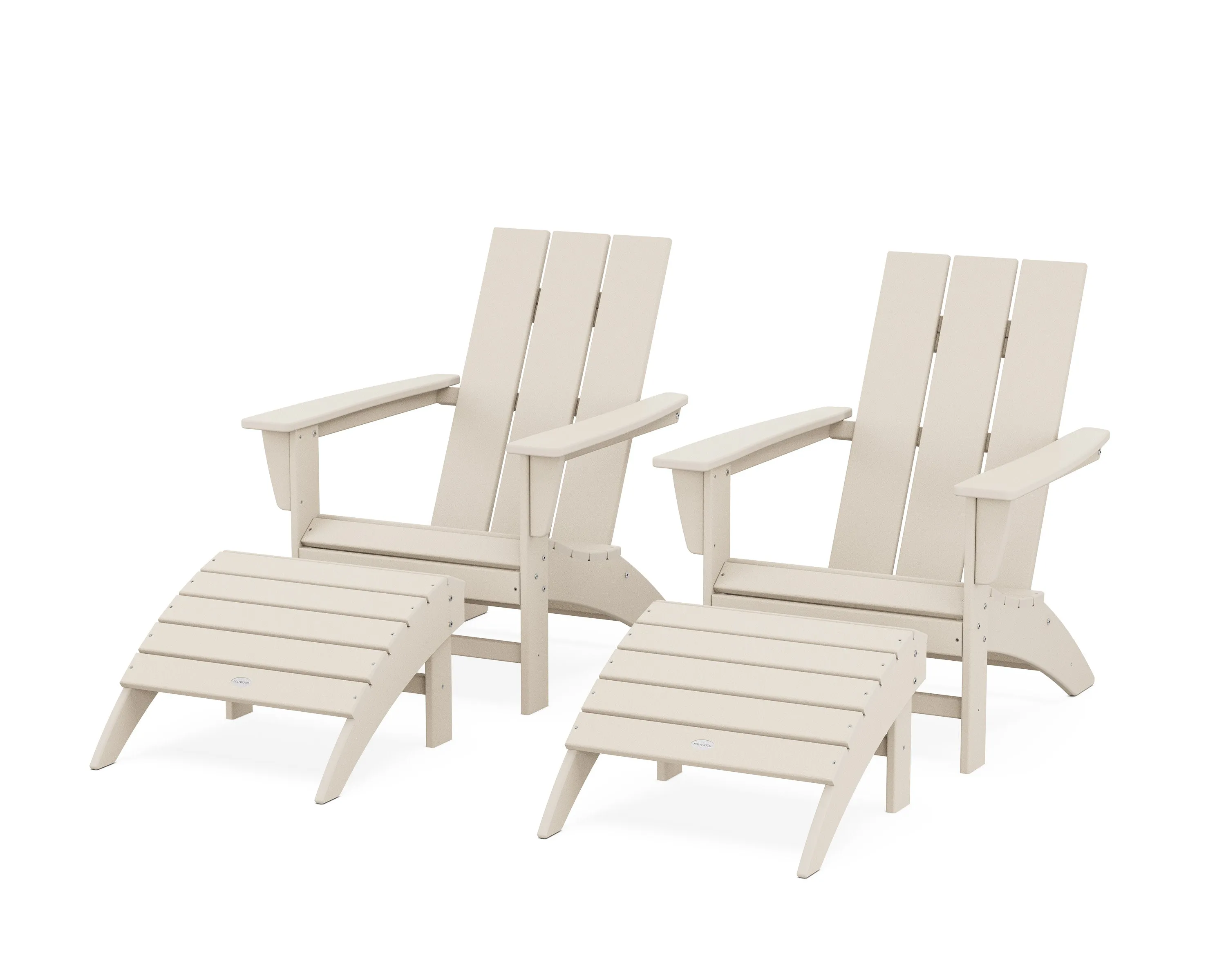 Modern Adirondack Chair 4-Piece Set with Ottomans