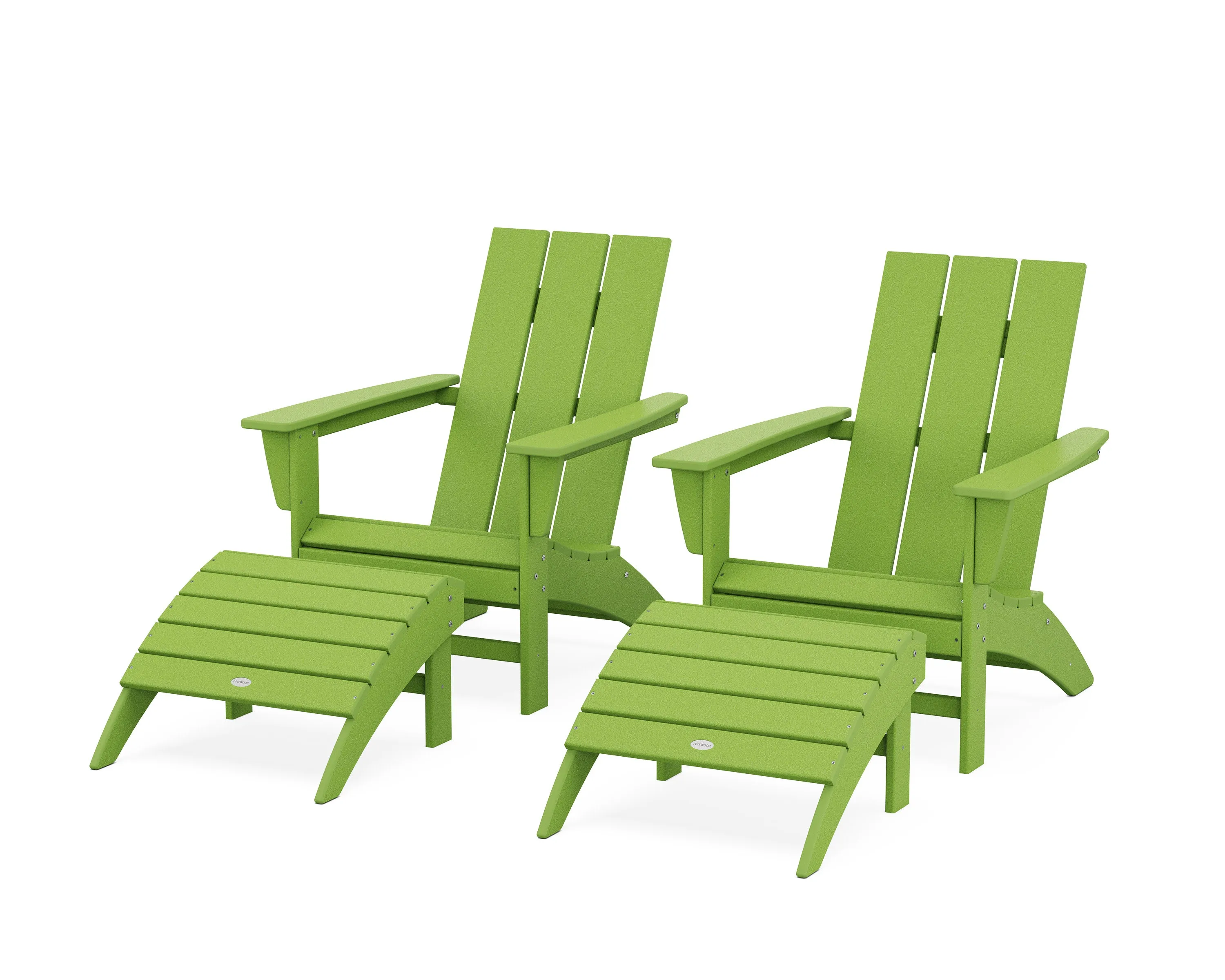 Modern Adirondack Chair 4-Piece Set with Ottomans