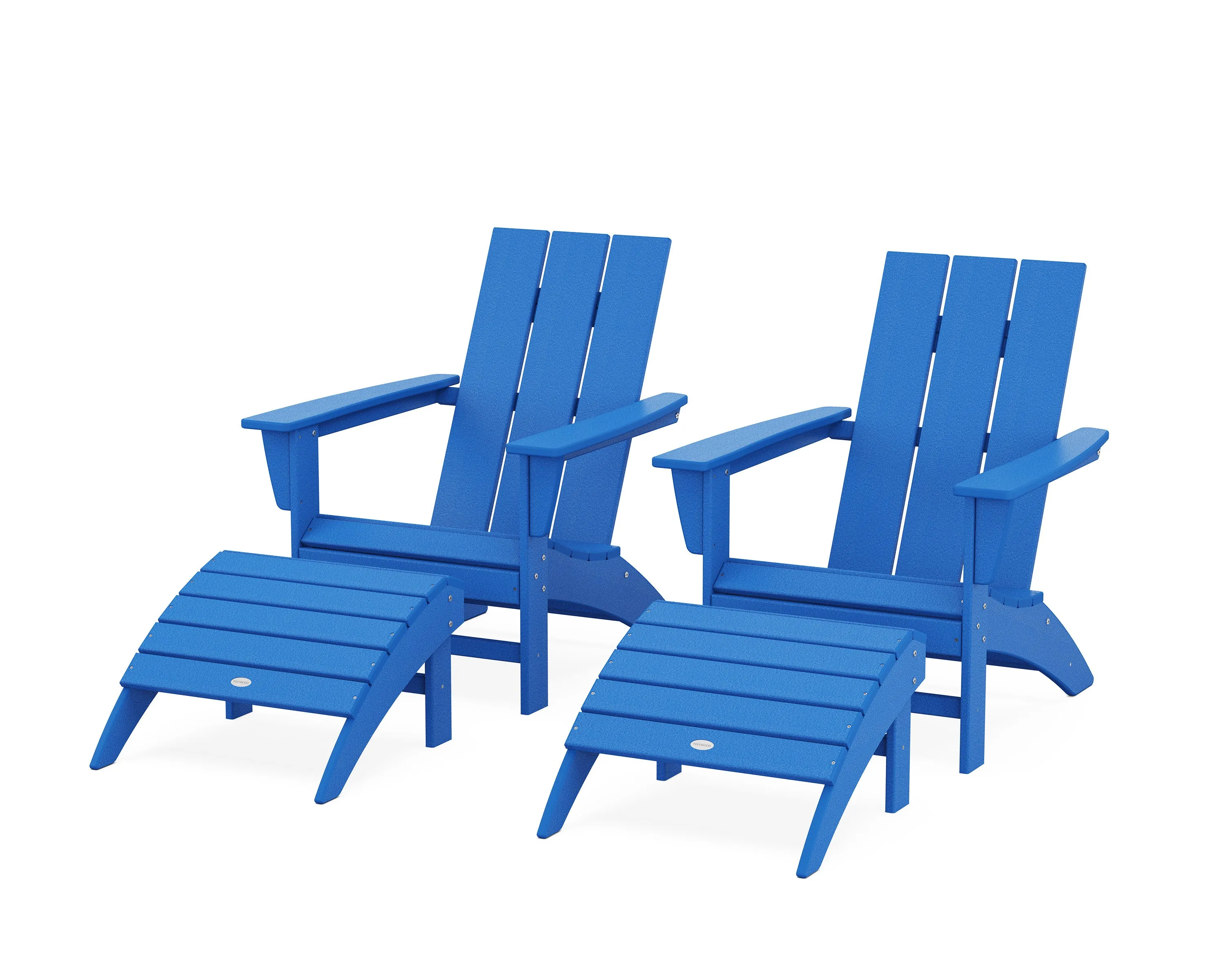 Modern Adirondack Chair 4-Piece Set with Ottomans