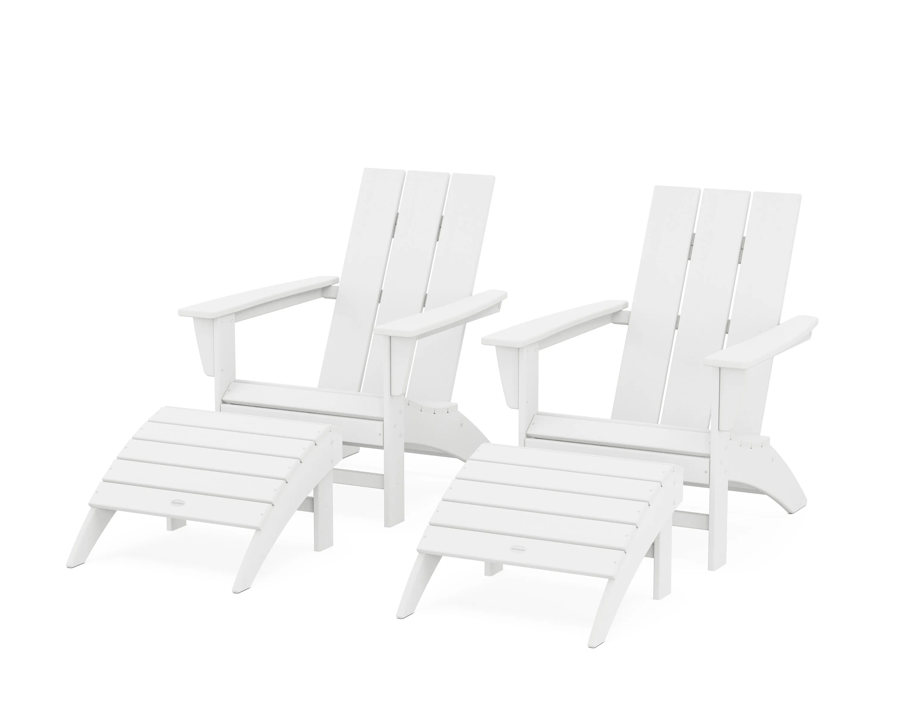 Modern Adirondack Chair 4-Piece Set with Ottomans