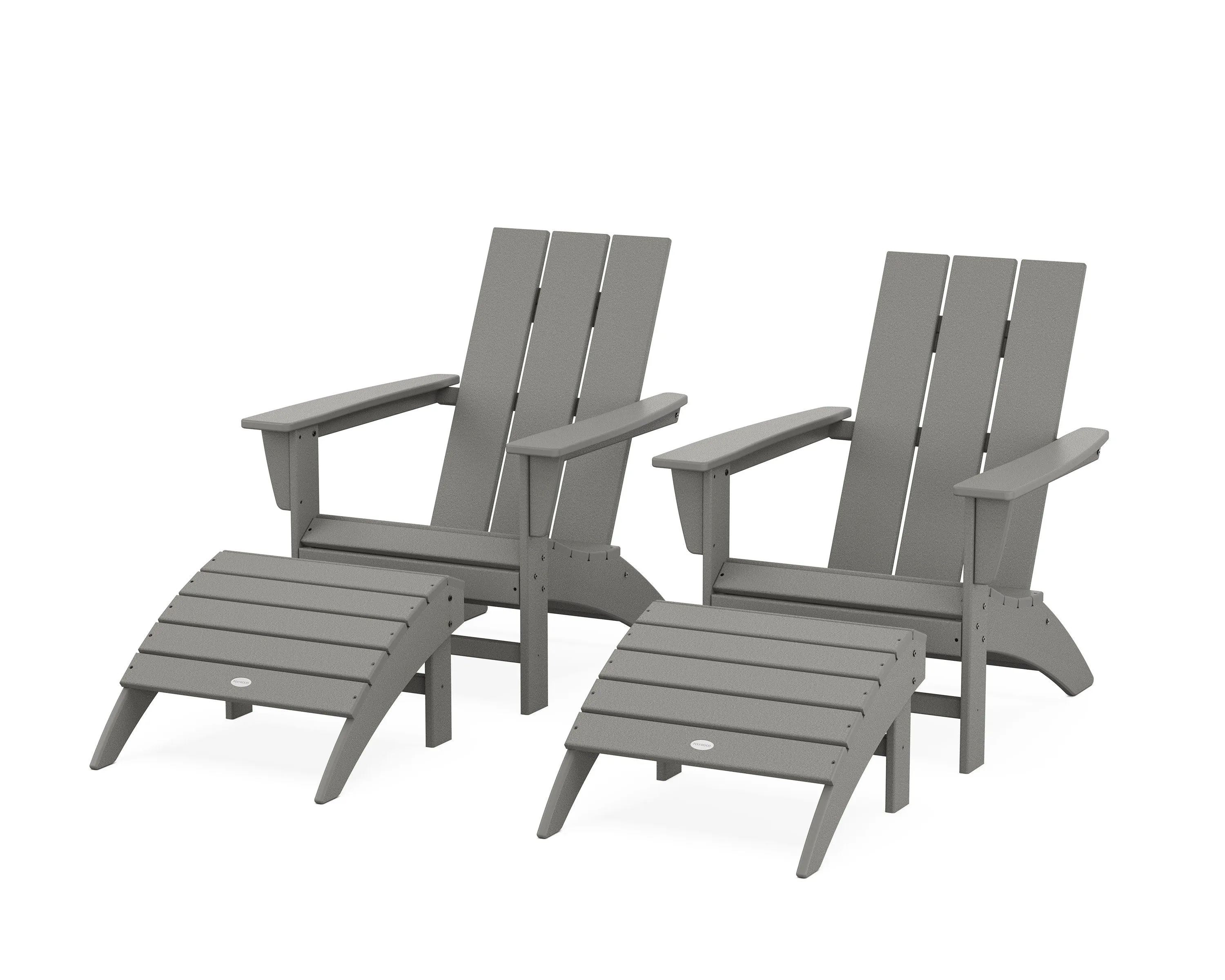 Modern Adirondack Chair 4-Piece Set with Ottomans