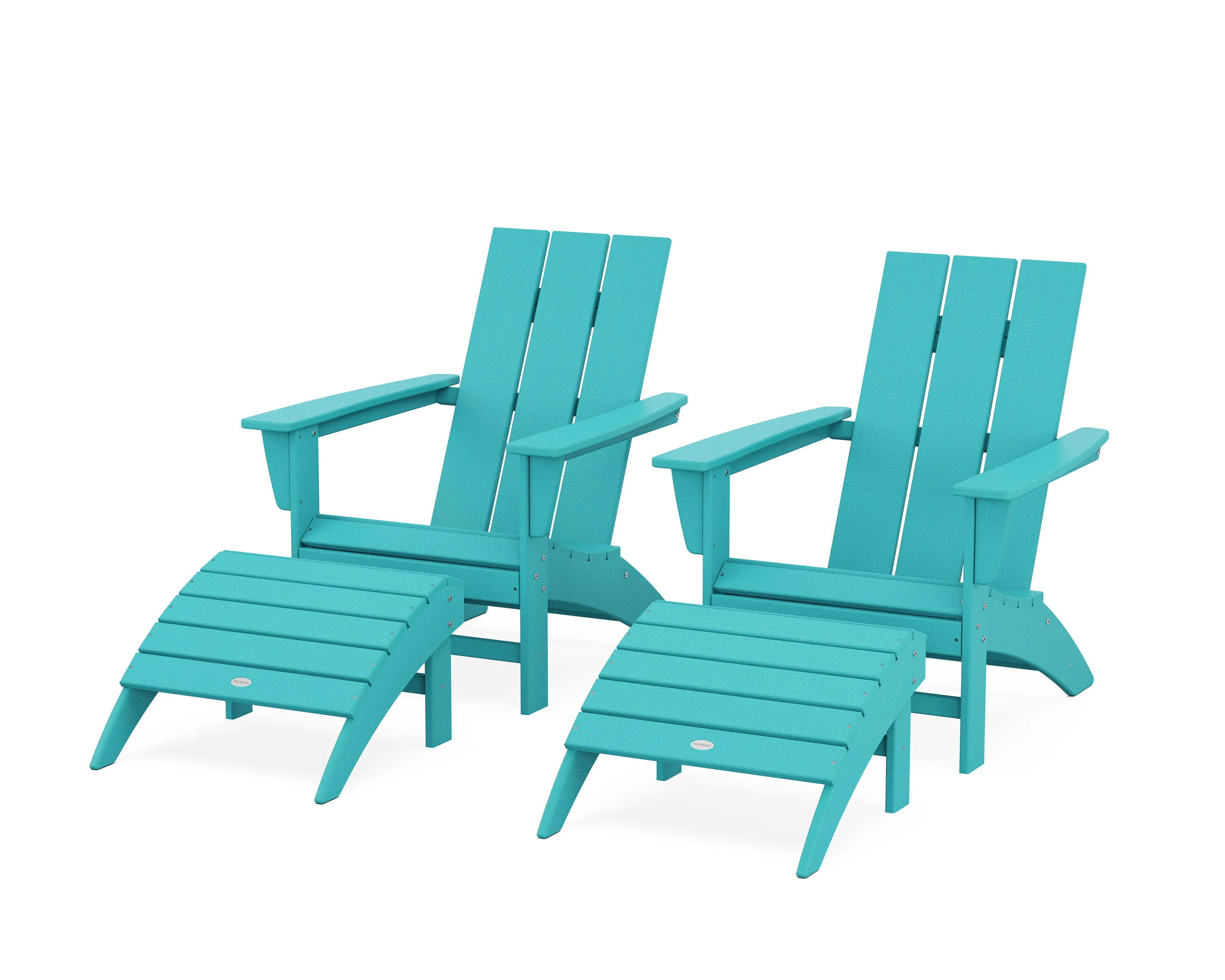 Modern Adirondack Chair 4-Piece Set with Ottomans