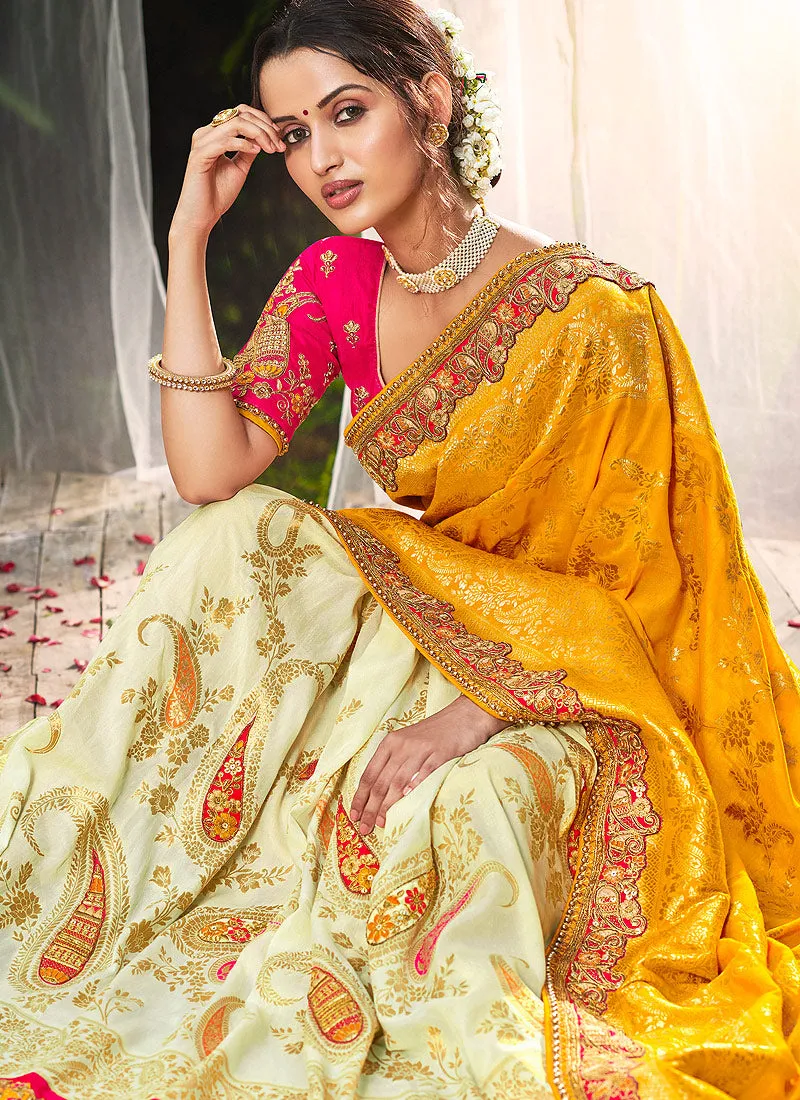 Mustard Yellow Silk Saree