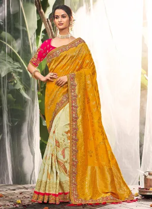 Mustard Yellow Silk Saree