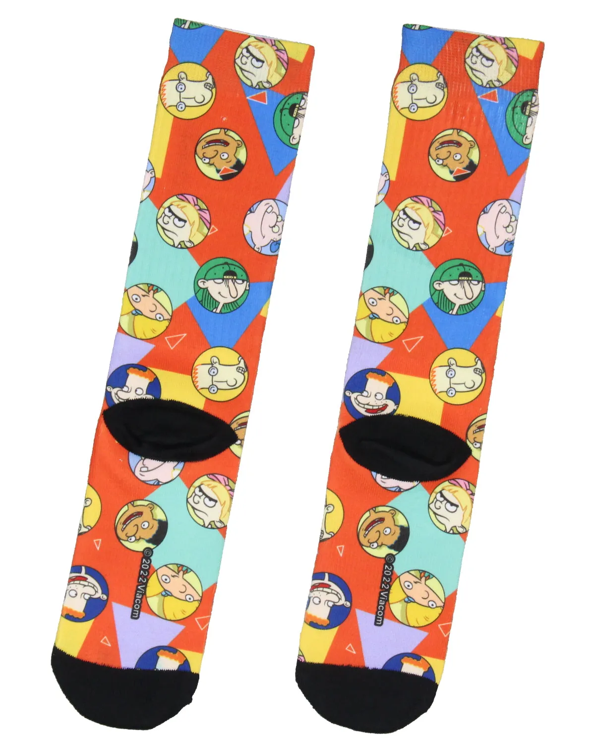 Nickelodeon Hey Arnold Character Bubbles Allover Design Adult Crew Socks