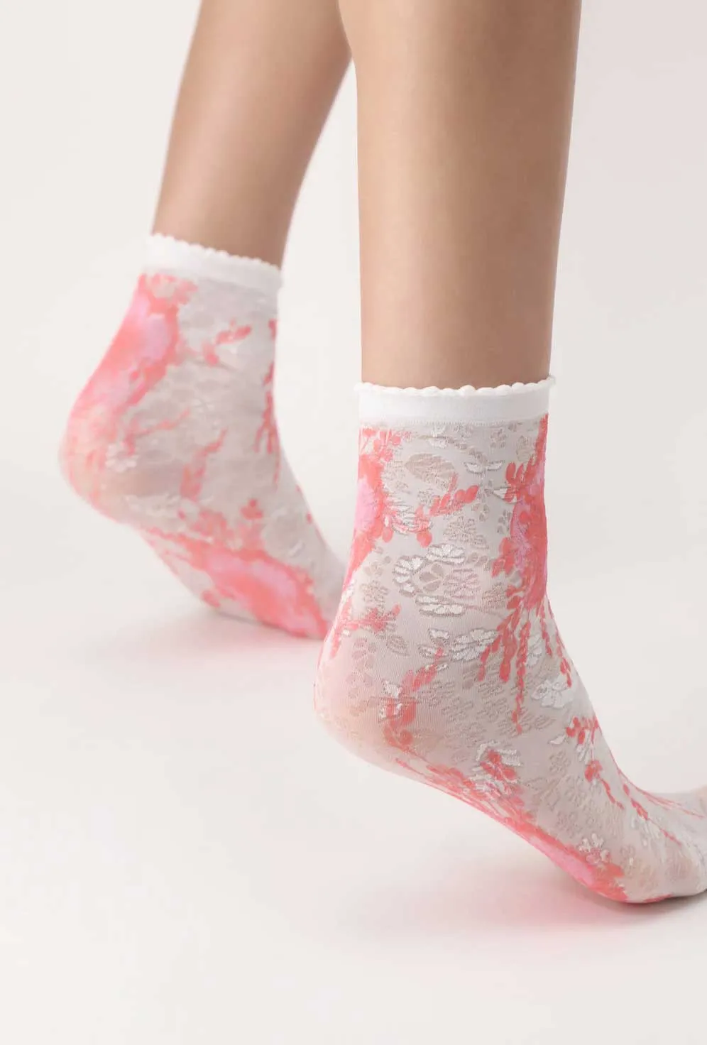 Oroblu Blooming Floral Crew Socks