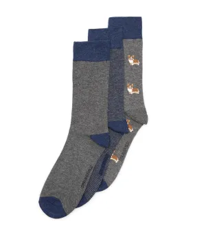 Pack of 3 Corgi Socks Dark Gray