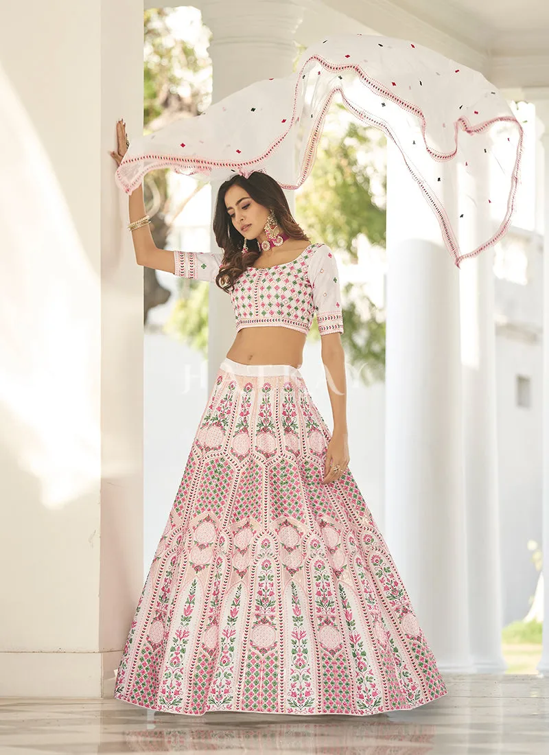 Pale Pink Multi Embroidered Traditional Lehenga Choli