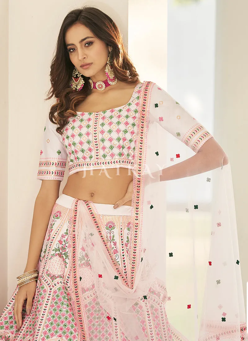 Pale Pink Multi Embroidered Traditional Lehenga Choli