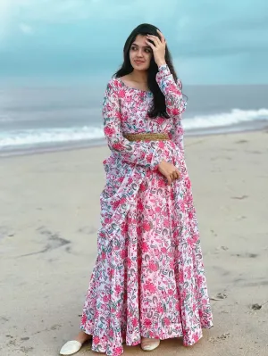 Pink Color Digital Printed Georgette Gown