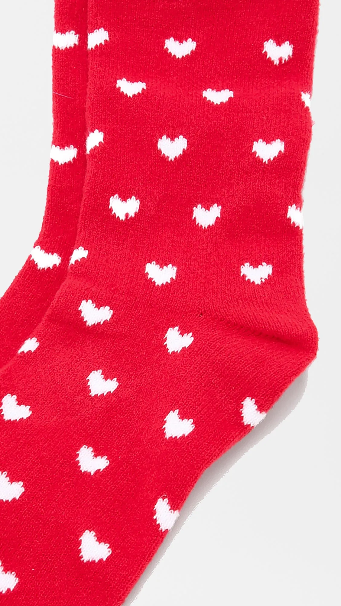 Plush Heart Rolled Fleece Socks Red