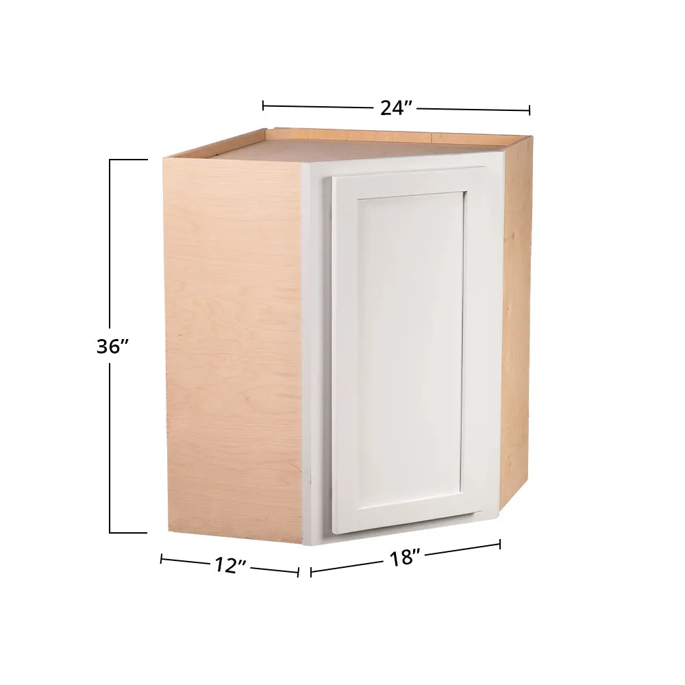 Pure White 24" x 36" Diagonal Corner Wall Cabinet