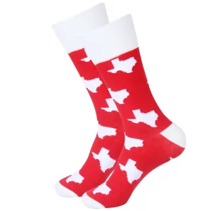 Red/White Texas Shape Socks