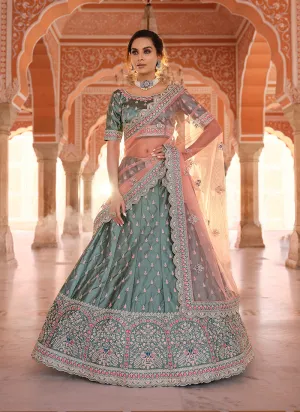 Sea Green Traditional Embroidered Lehenga Choli