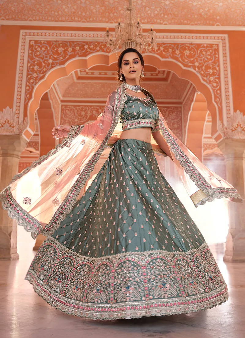 Sea Green Traditional Embroidered Lehenga Choli