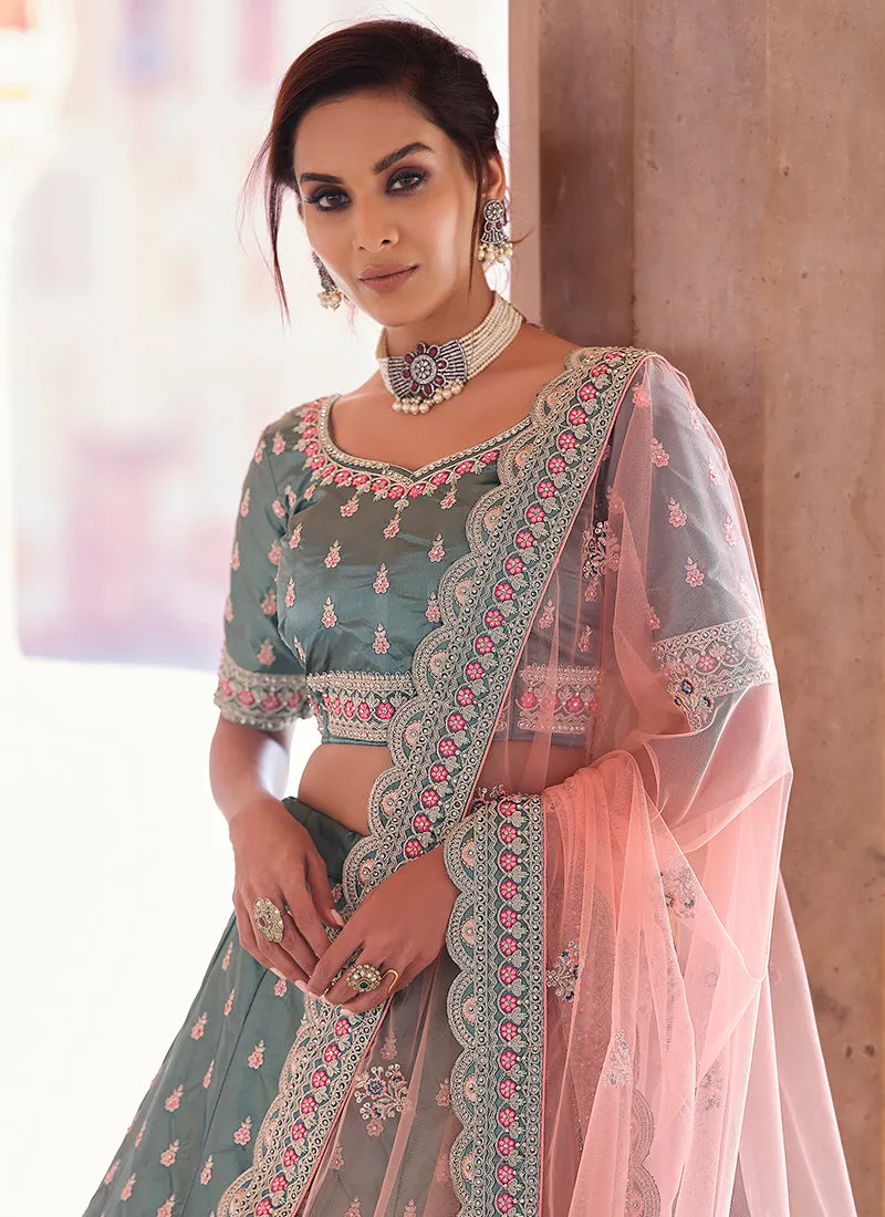 Sea Green Traditional Embroidered Lehenga Choli