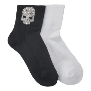 Short Skull Socks White