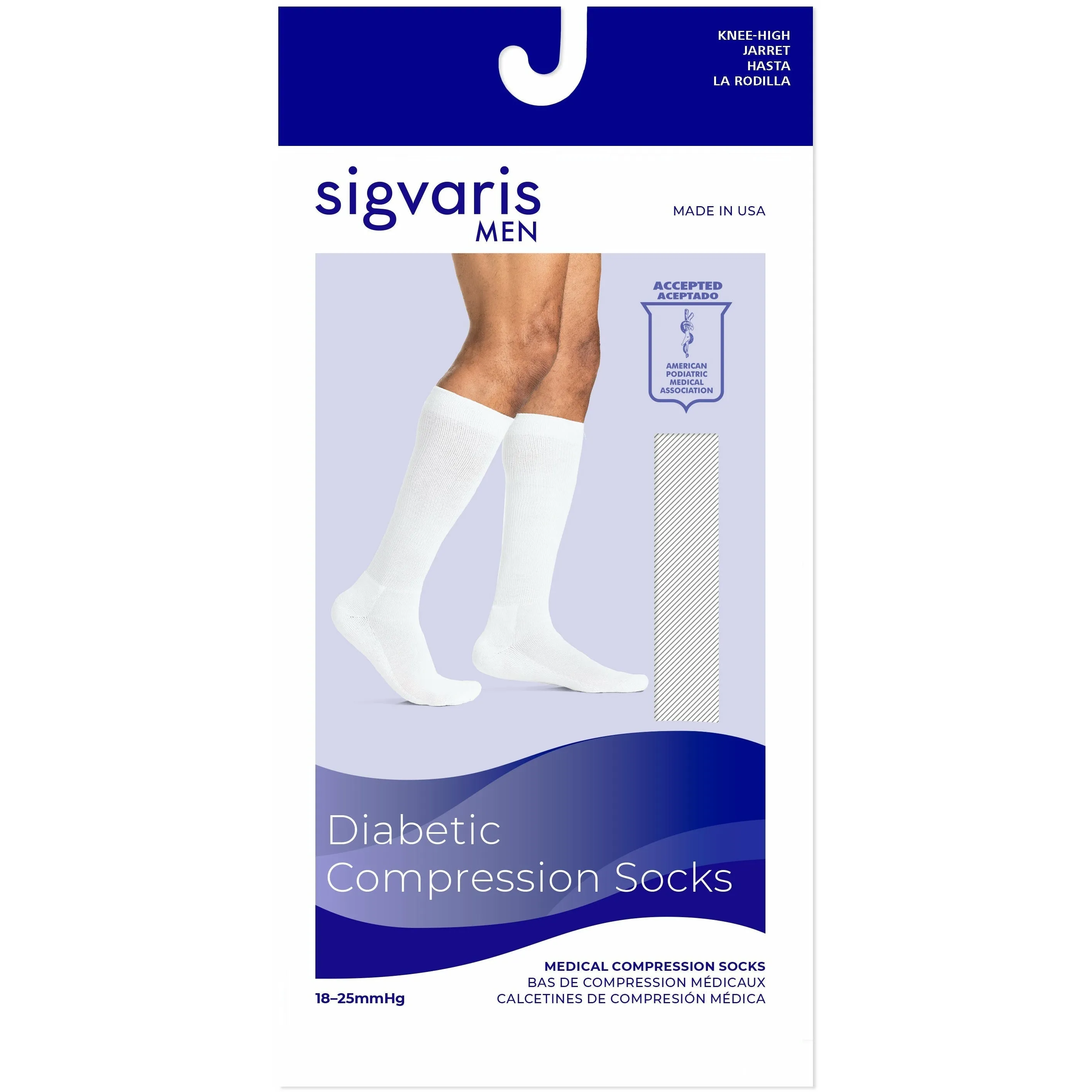 Sigvaris Diabetic Compression Socks Men's Knee High 18-25 mmHg