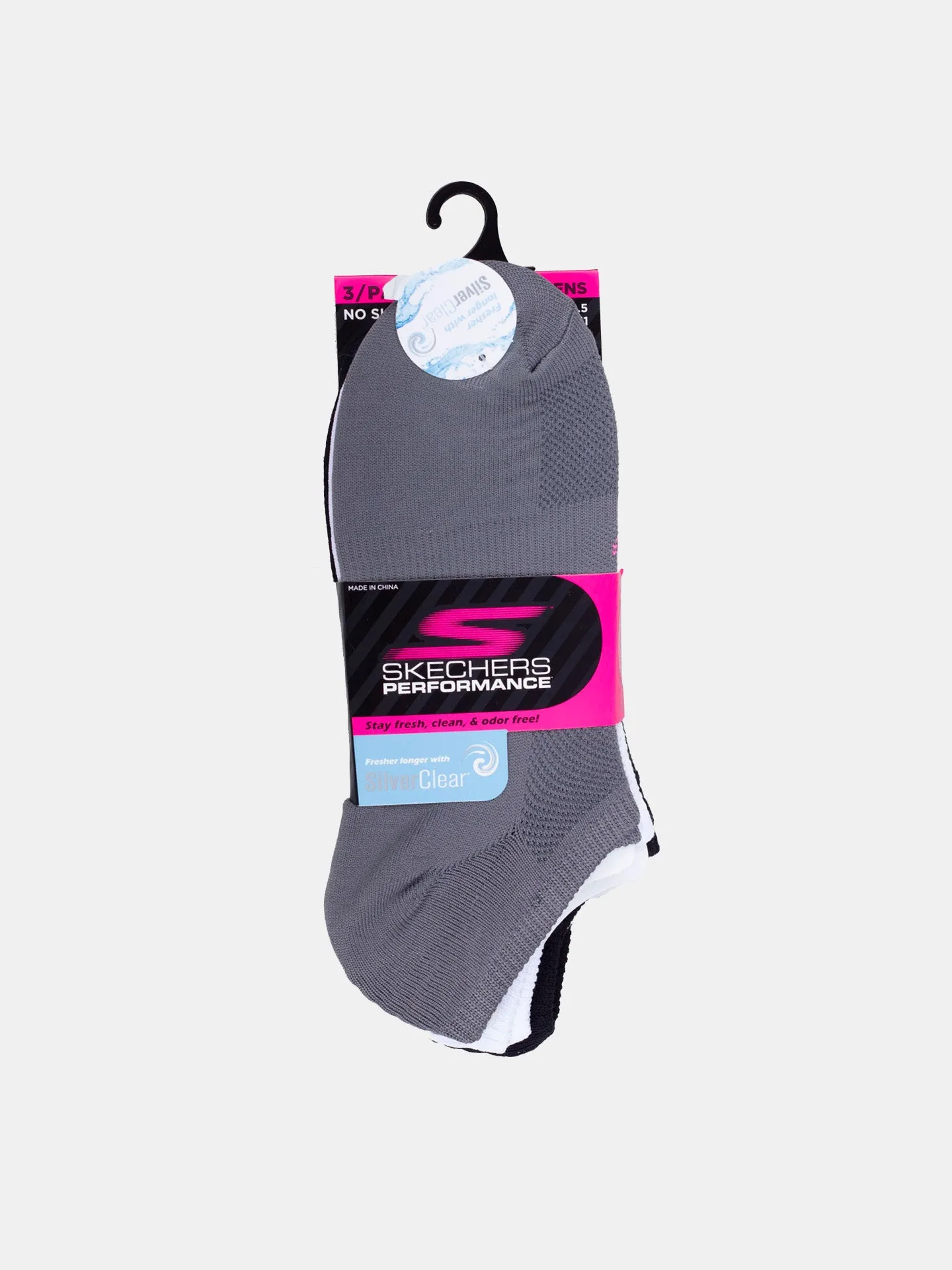 Skechers Women's 3 Pack Microfiber Non Terry No Show Ankle Socks