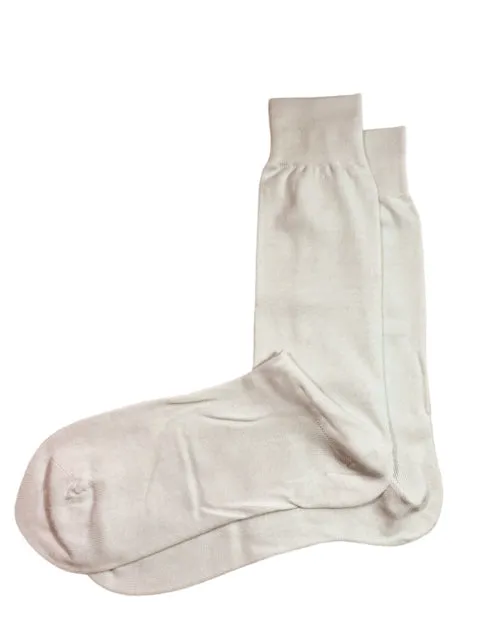 Solid Bone Cotton Dress Socks By Paul Malone