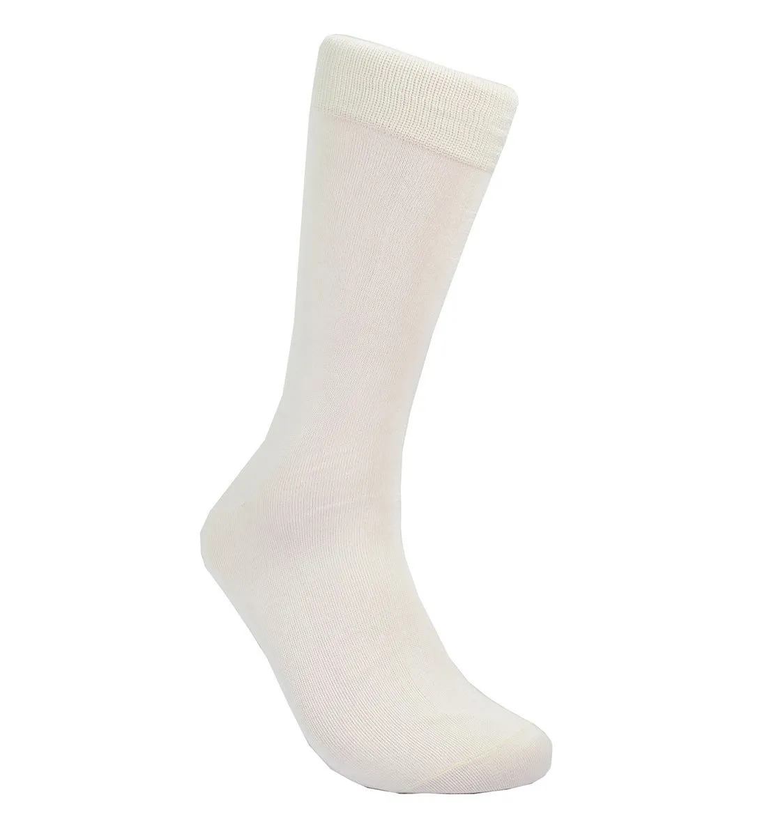 Solid Bone Cotton Dress Socks By Paul Malone