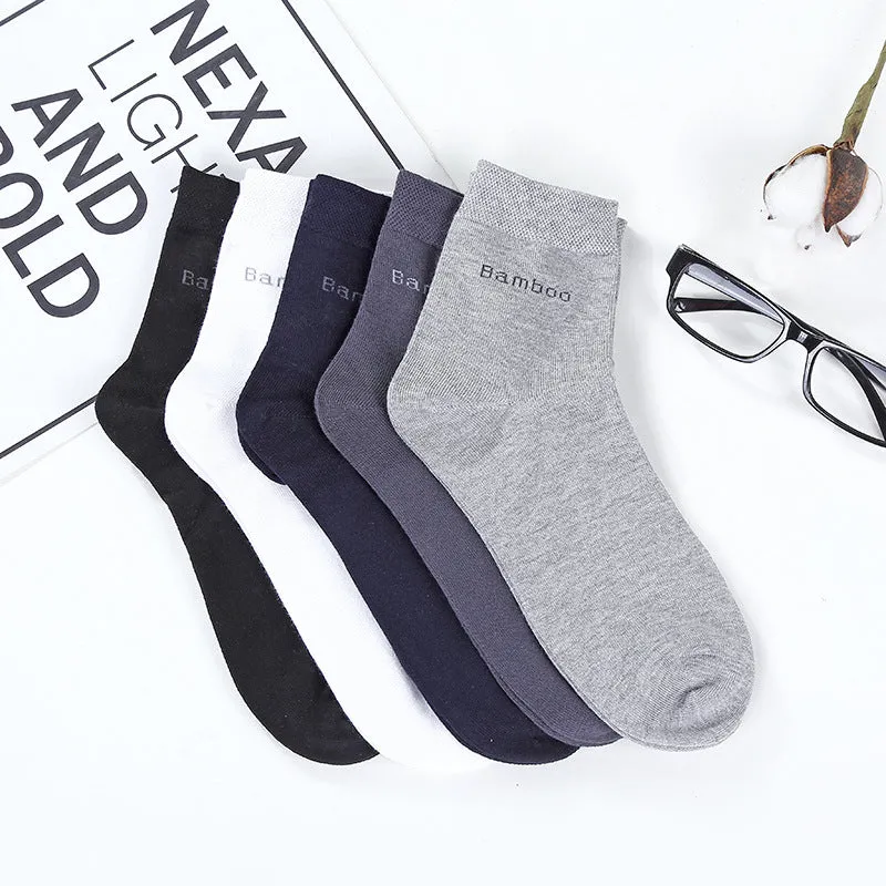 Solid Mid-tube Bamboo Fiber Socks