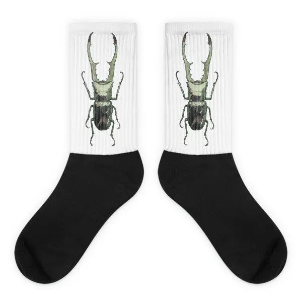 Stag Beetle by Robert Bowen Black Foot Socks