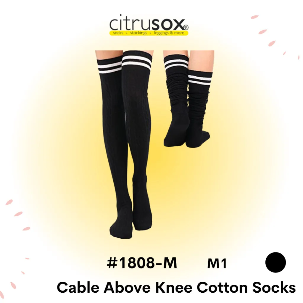 Stripes Braided Above Knee Socks