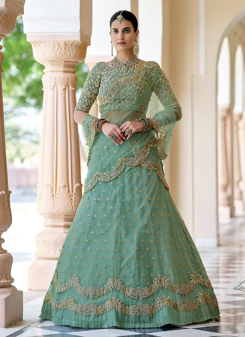 Teal Blue Designer Indian Wedding Lehenga Choli