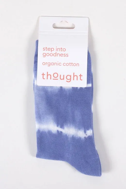 Thought Tie Dye Organic Cotton Crew Socks in Blue Cream