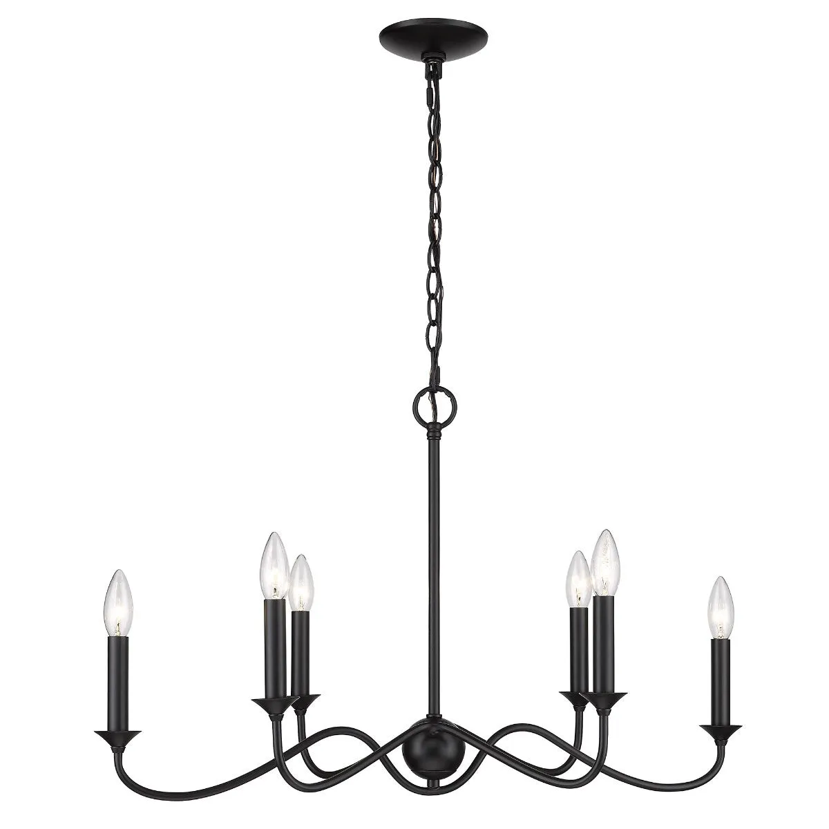 Tierney 29 in. 6 lights Pendant Light Black Finish