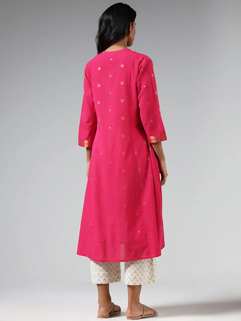 Utsa Light Pink Zari Embroidered Kurta