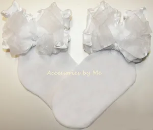 White Organza Ruffle Bow Socks