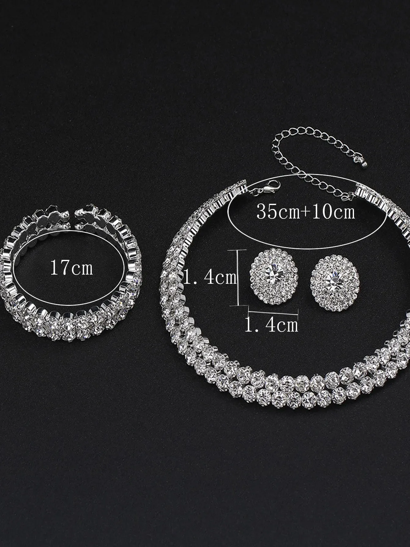 Women's Jewelry Set Crystal Rhinestone Earrings Necklace Bracelet Party Fashion Accessories