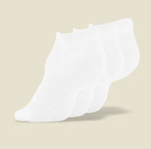 Women's White Low Cut Ankle Non Skid Socks - 3 pairs