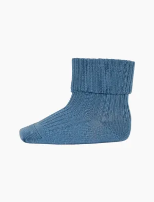 Wool Rib Socks in Provincial Blue